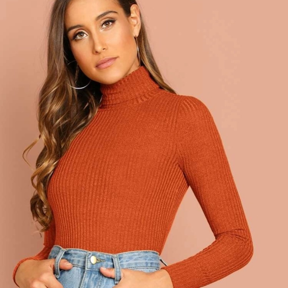 Orange Mock-Neck Sweater